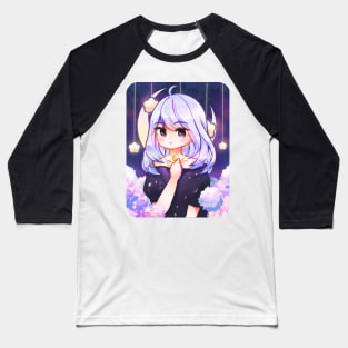 lilac starry night kawaii aesthetic anime girl Baseball T-Shirt